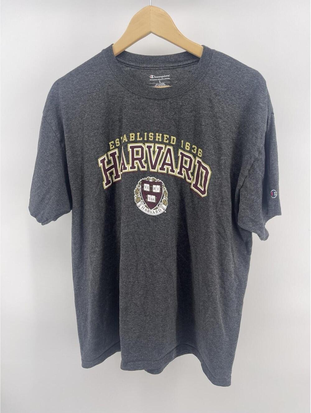 Harvard University Shirt Mens L Gray Champion‎ Authentic Graphic